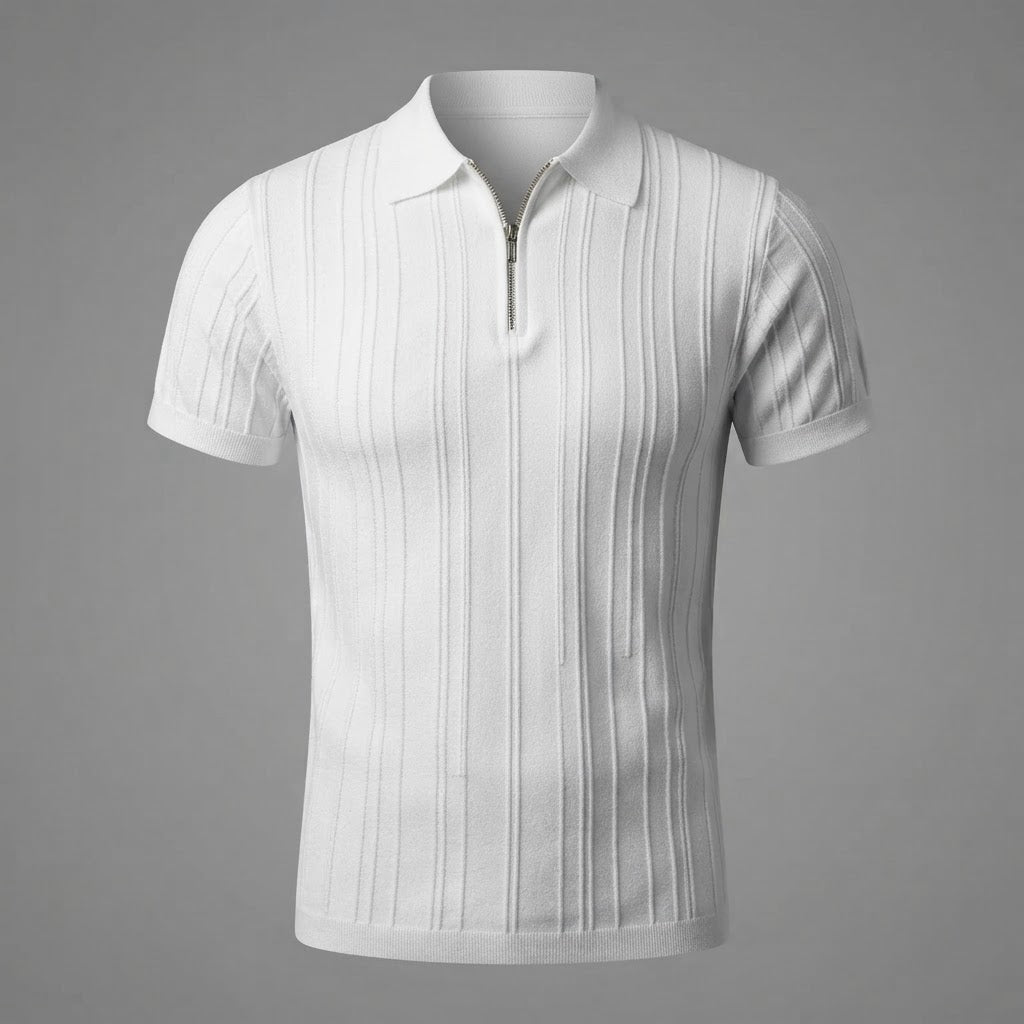 Fabrizio | Men's Slim Fit Zip-Up Polo Shirt