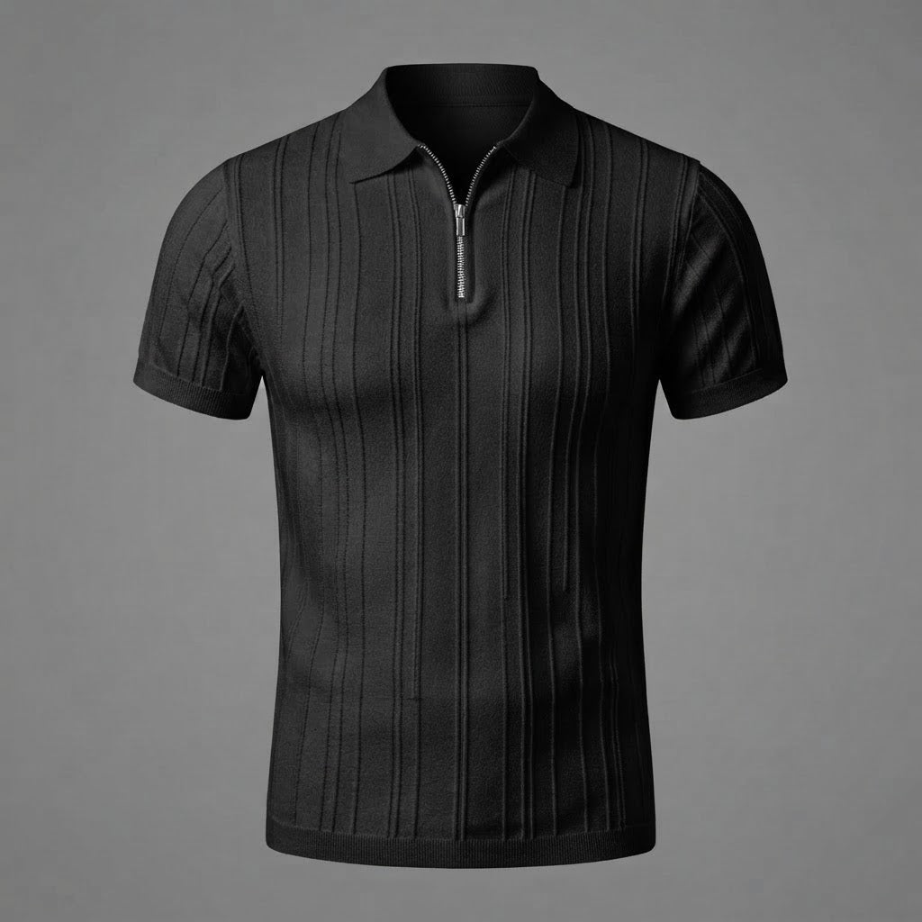 Fabrizio | Men's Slim Fit Zip-Up Polo Shirt