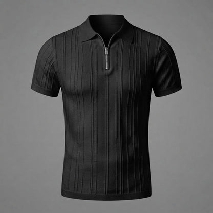 Fabrizio | Men's Slim Fit Zip-Up Polo Shirt