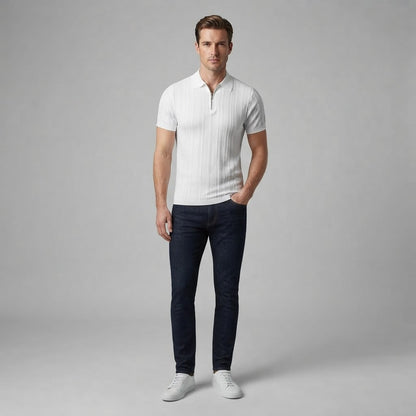 Fabrizio | Men's Slim Fit Zip-Up Polo Shirt