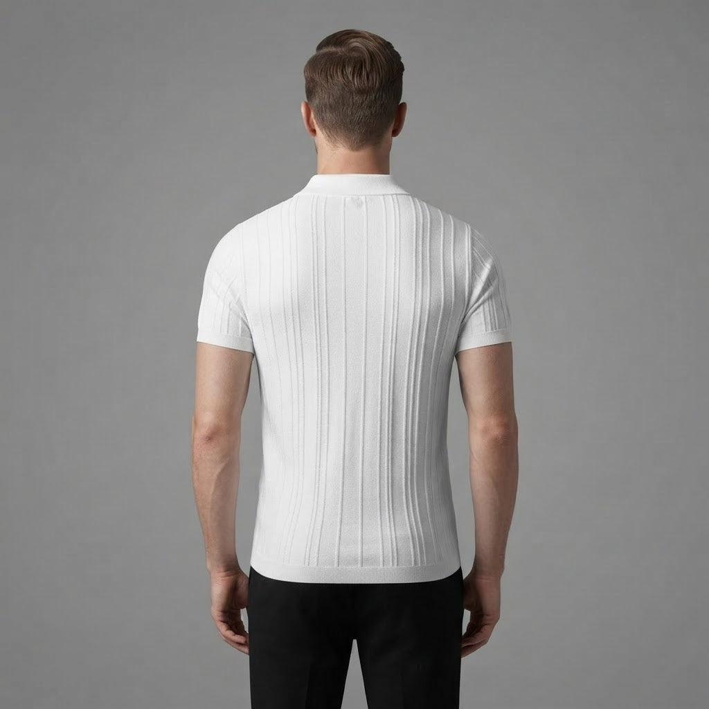 Fabrizio | Men's Slim Fit Zip-Up Polo Shirt