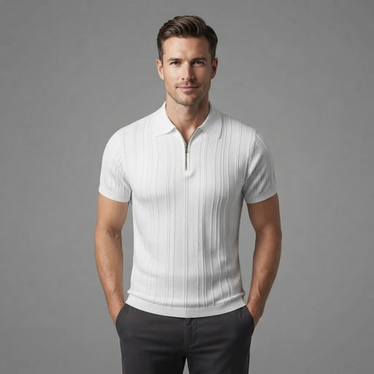 Fabrizio | Men's Slim Fit Zip-Up Polo Shirt
