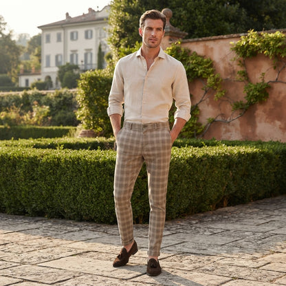 Oskar | Men's Slim Fit Checked Chino Pants