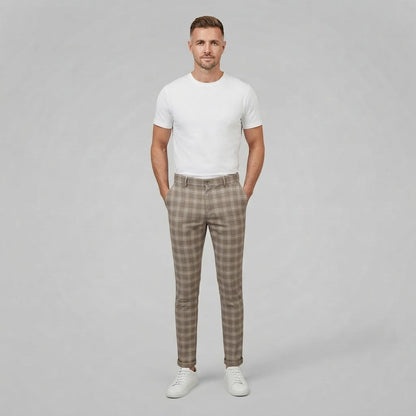 Oskar | Men's Slim Fit Checked Chino Pants