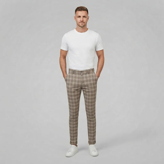 Oskar | Men's Slim Fit Checked Chino Pants