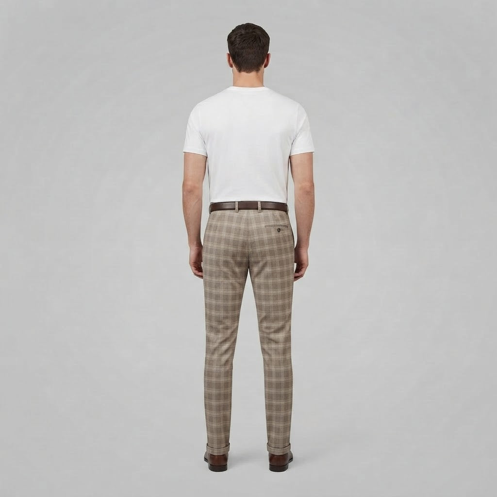 Oskar | Men's Slim Fit Checked Chino Pants